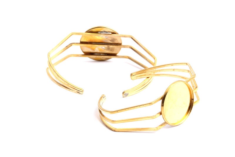 Adjustable Bangle Bracelet - Raw Brass Hexagon Engraving - Expandable Wire Bangle For Charms - Jewelry Supplies - 51.7x67.7x1.7mm - BRC7 - DOMEDBAZAAR