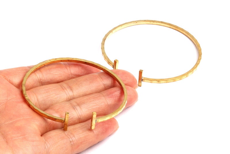 Adjustable Bangle Bracelet - Raw Brass Circle Engraving - Expandable Wire Bangle For Charms - Jewelry Supplies - 54.1x57.8x1.78mm - BRC9 - DOMEDBAZAAR