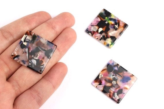 Acetate Square Charms - Square Earings and Pendant - Earring Findings - Jewelry Supplies - Color Code: A11 - 29.7x29.7mm - AC1079C - DOMEDBAZAAR