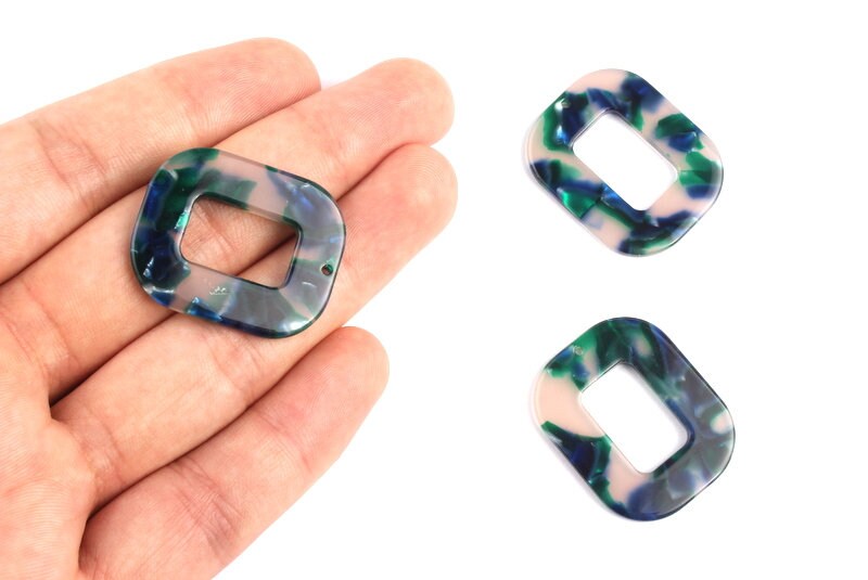 Acetate Rectangle Charms - Rectangle Earrings and Pendant - Earring Findings - Jewelry Supplies - Color Code: A18 - 32.4x26.5mm - AC1080E - DOMEDBAZAAR