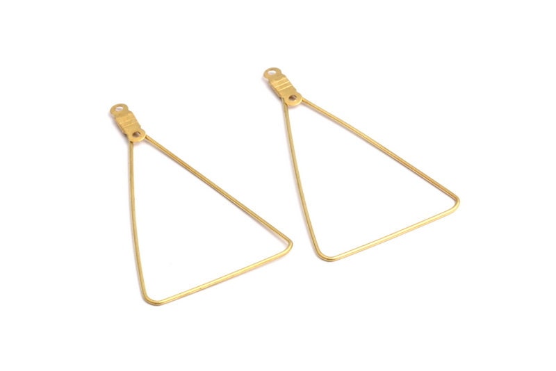 Raw Brass Earring Hoops - Triangle Shaped Ear Wire - Geometric Earring Findings - Jewelry Supplies - 43.3x25x0.65mm - PP1365 - DOMEDBAZAAR