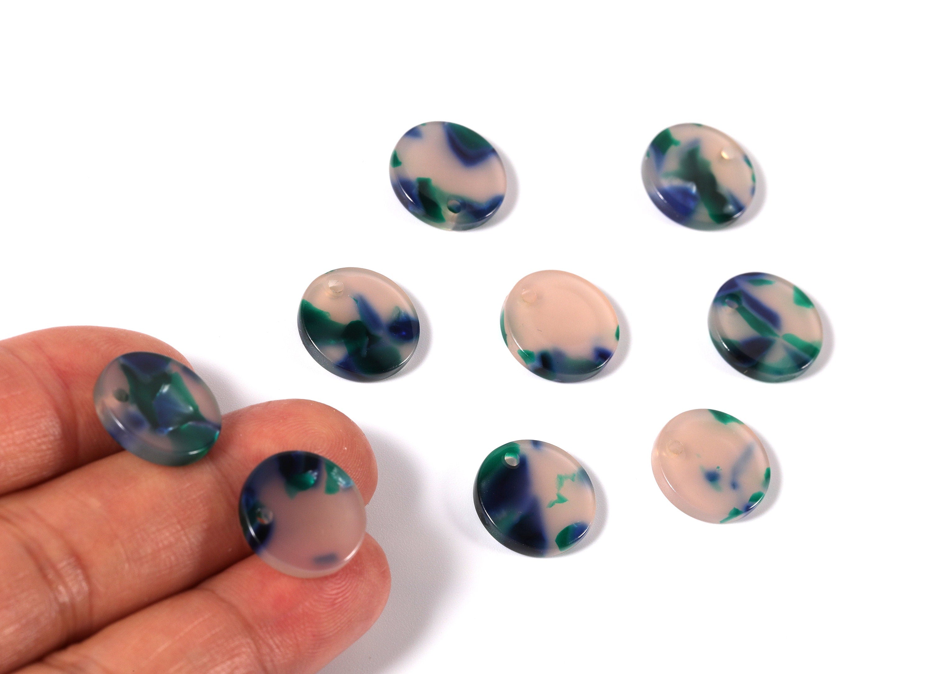 Acetate Coin & Round Charms - Coin and Round Earrings and Pendant - Earring Findings - Color Code: A18 - 14.5x2.5mm - AC1064C - DOMEDBAZAAR