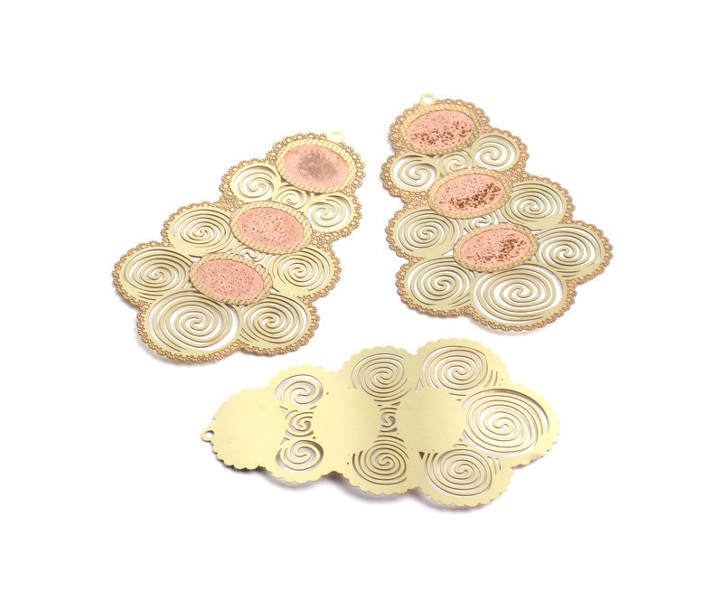 Raw Brass Earring - Hollow Out Earring Charms - Exaggerated Earring Charms - Earring Findings - Jewelry Supplies - 70x44.9x0.3mm - JJA3185 - DOMEDBAZAAR