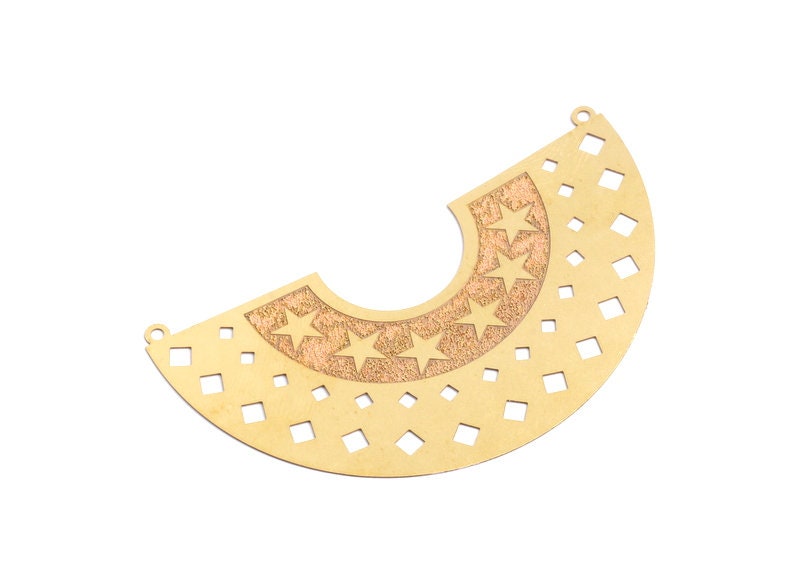 Semicircle Shaped Brass Necklace Charms - Raw Brass Semicircle Shaped Connector - Jewelry Supplies - 35.6x60x0.3mm - JJA3923 - DOMEDBAZAAR