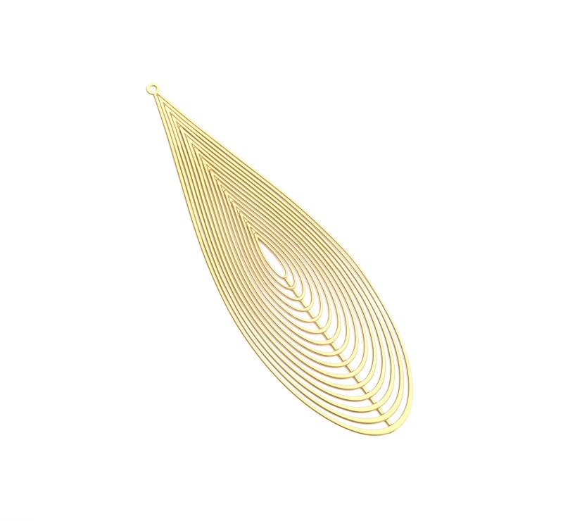 Raw Brass Leaf Shaped Earring Charms - Teardrop Earring Charms - Earring Findings - Jewellery Supplies - 98.1x29.5x0.3mm - JJA3738 - DOMEDBAZAAR