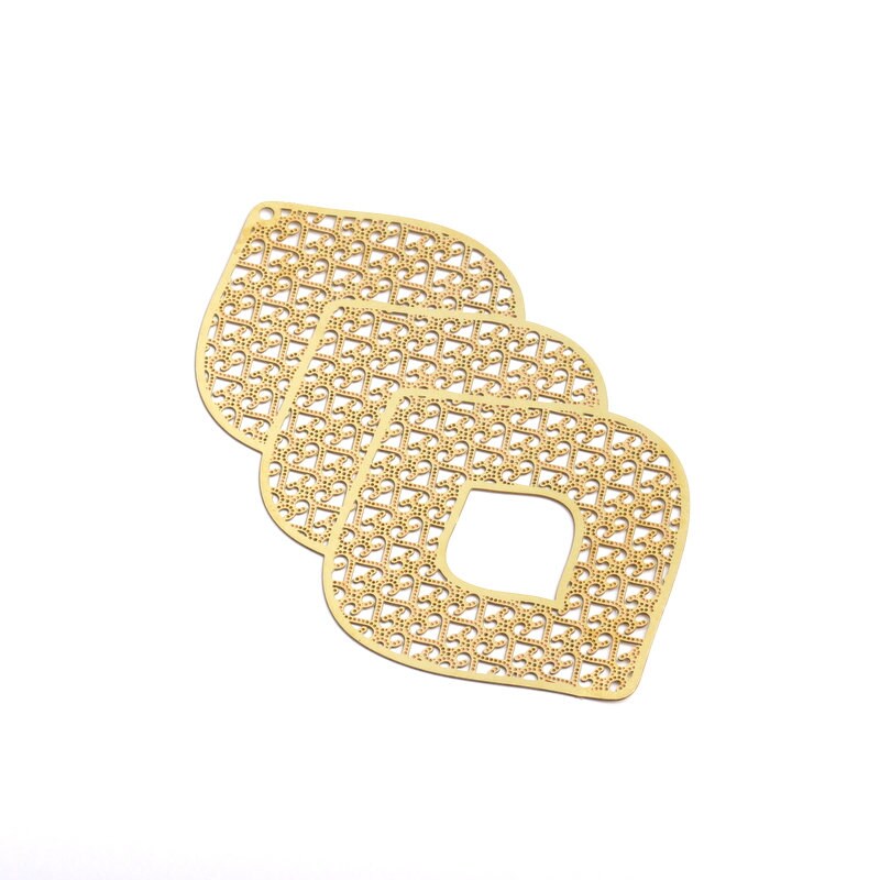 Raw Brass Hollow Out Necklace Charms - Exaggerated Necklace Charms - Necklace Findings - Jewelry Supplies - 72.7x40x0.3mm - JJA3914 - DOMEDBAZAAR