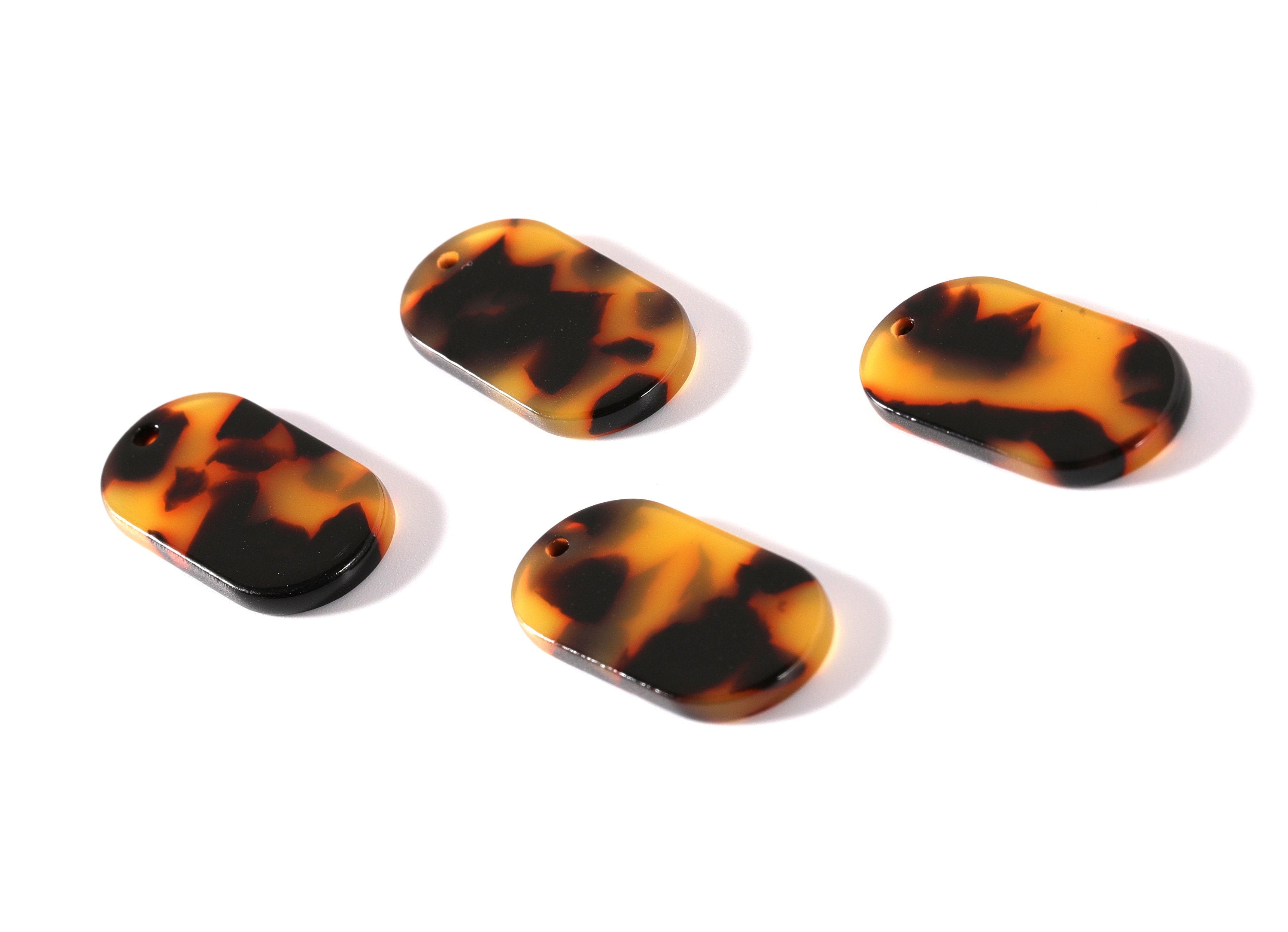 Acetate Acrylic Earring Charms - Tortoise Shell Earrings -Oval Shaped Pendant - Color Code: A01 -  26.65x13.9x2.63mm - AC1156C - DOMEDBAZAAR