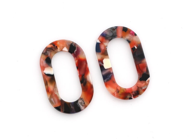 Acetate Oval Charms - Oval Earrings and Pendant - Earring Findings - Jewelry Supplies - Color Code: A61 - 44x28x2.5mm - AC1003A3 - DOMEDBAZAAR