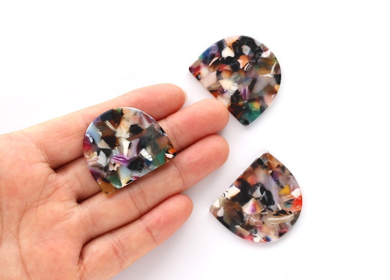Acetate D Charms - D Earrings and Pendant - Earring Findings - Jewellery Supplies - Color Code: A60 - 29.5x34.3x2.48mm - AC1094G - DOMEDBAZAAR