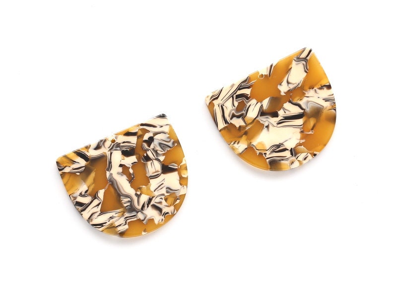 Acetate D Earring Charms - D Shaped Pendant - Earring Findings - Jewelry Supplies - Color Code: A14 - 29.5x34.3x2.48mm - AC1094M - DOMEDBAZAAR