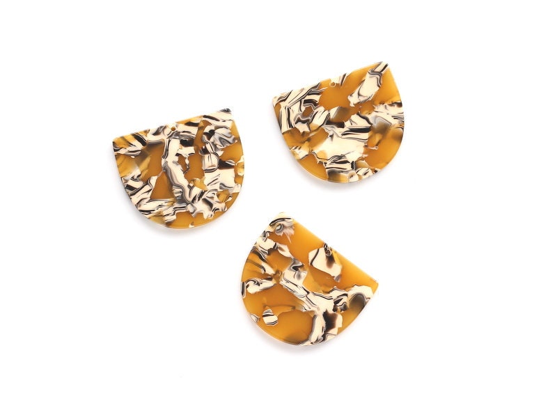 Acetate D Earring Charms - D Shaped Pendant - Earring Findings - Jewelry Supplies - Color Code: A14 - 29.5x34.3x2.48mm - AC1094M - DOMEDBAZAAR