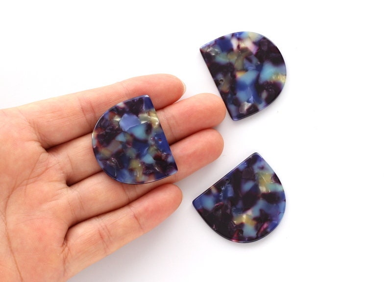 Acetate Acrylic Earring Charms One Hole -  D Shaped Pendant - Color Code: A23 - 29.5x34.3x2.48mm - AC1094H - DOMEDBAZAAR