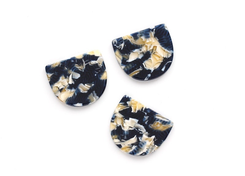 Acetate Acrylic Earring Charms One Hole -  D Shaped Pendant- Acetate Tortoise Shell Charm -Color Code: A27 - 29.5x34.3x2.48mm - AC1094K - DOMEDBAZAAR