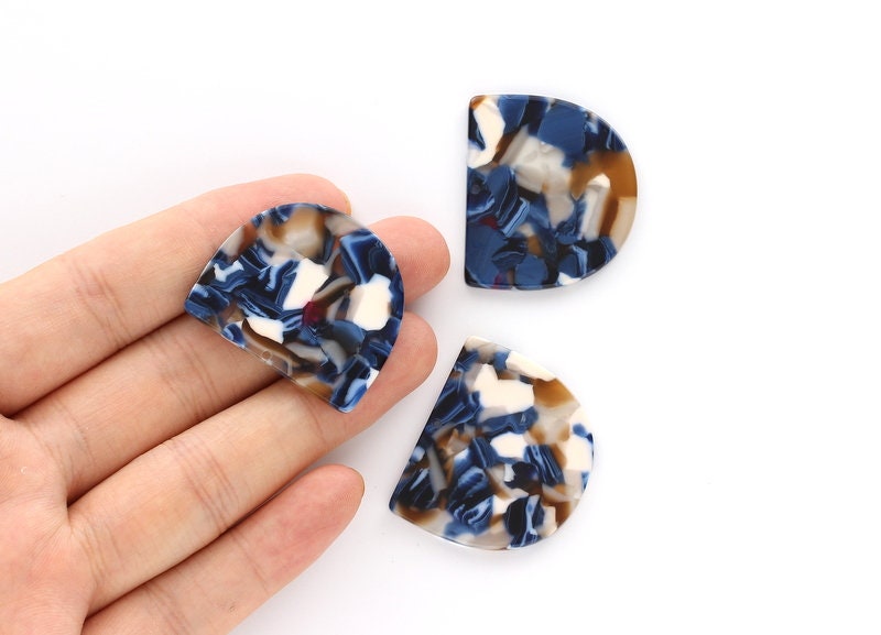 Acetate Acrylic Earring Charms One Hole -  D Shaped Pendant - Color Code: A19 - 29.5x34.3x2.48mm - AC1094N - DOMEDBAZAAR
