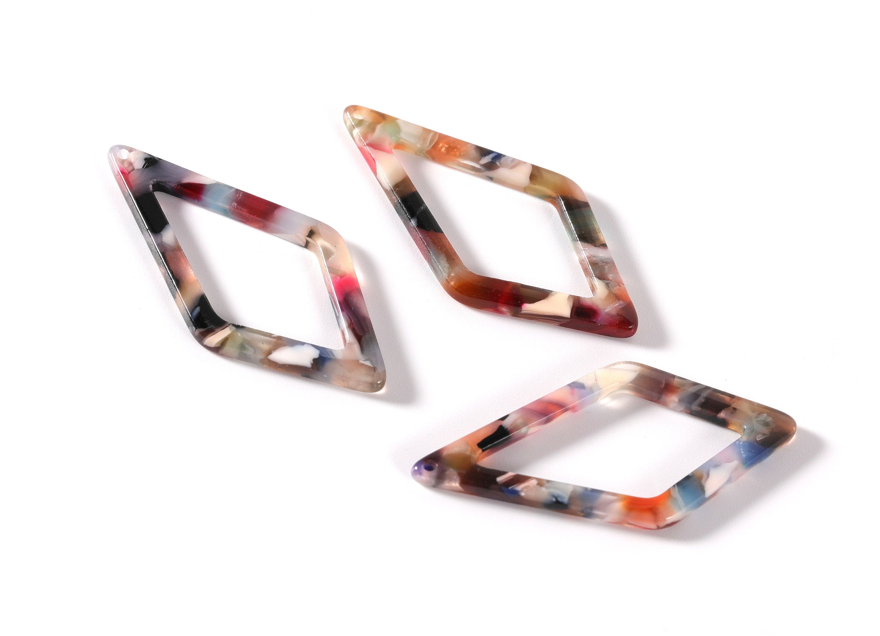 Acetate Diamond Charms - Diamond Earrings and Pendant - Earring Findings - Earring Findings - Color Code: A60 - 46x22.5mm - AC1082H - DOMEDBAZAAR