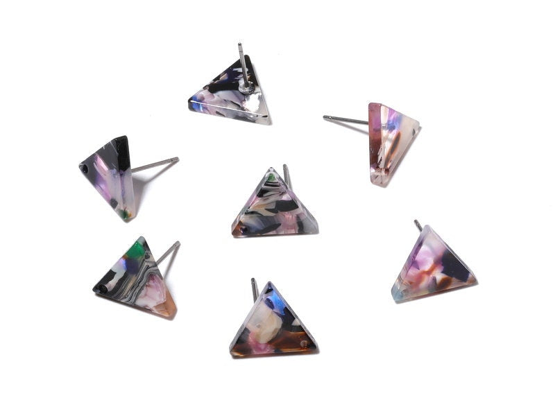 Acetate  Triangle Earring Stud - Acrylic Triangle Post - Earring Post - Jewelry Supplies - Color Code: A11 - 14.29x12.49x2.5mm - AC1136D - DOMEDBAZAAR