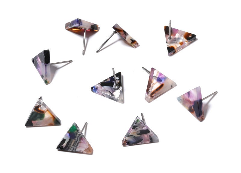 Acetate  Triangle Earring Stud - Acrylic Triangle Post - Earring Post - Jewelry Supplies - Color Code: A11 - 14.29x12.49x2.5mm - AC1136D - DOMEDBAZAAR