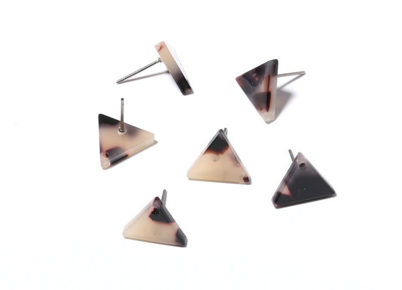 Acetate Earring Stud - Post Charms - Blonde Tortoise Shell Earrings - Triangle Earrings - Color Code: A07 - 14.29x12.49x2.5mm - AC1136E - DOMEDBAZAAR