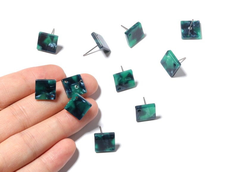 Acetate Square Earring Stud - Acrylic Square Earring Post - Earring Post - Jewelry Supplies - Color Code: A13 - 11.7x11.7x2.6mm - AC1140A - DOMEDBAZAAR