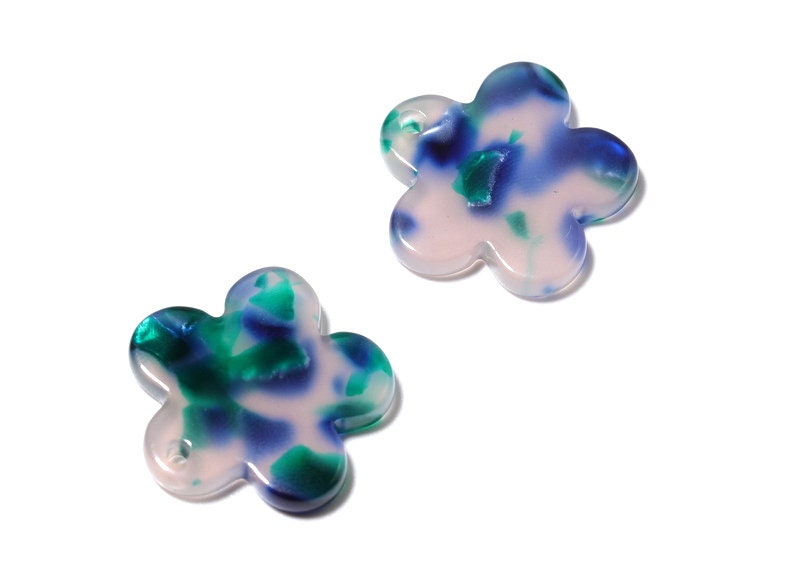 Acetate Flower Earring Charms - Flower Shaped Pendant - Earring Findings - Jewelry Supplies - Color Code: A18 - 19.98x19.23x2.55mm - AC1147A - DOMEDBAZAAR