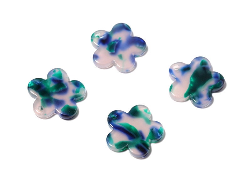 Acetate Flower Earring Charms - Flower Shaped Pendant - Earring Findings - Jewelry Supplies - Color Code: A18 - 19.98x19.23x2.55mm - AC1147A - DOMEDBAZAAR