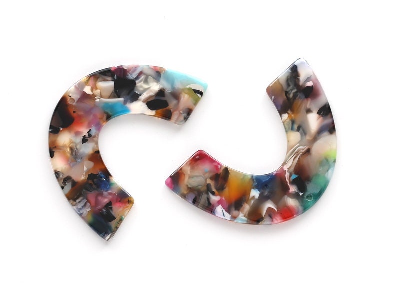 Acetate Large Arch Earring Charms One Hole - Semi Oval & U Shaped Pendant - Color Code: A60 - 30.5x48.2x2.51mm - AC1095F - DOMEDBAZAAR