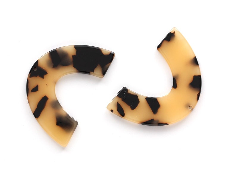 Acetate Large Arch Earring Charms One Hole - Semi Oval & U Shaped Pendant- Tortoise Shell Charm - Color Code: A10 - 30.5x48x2.5mm - AC1095G - DOMEDBAZAAR