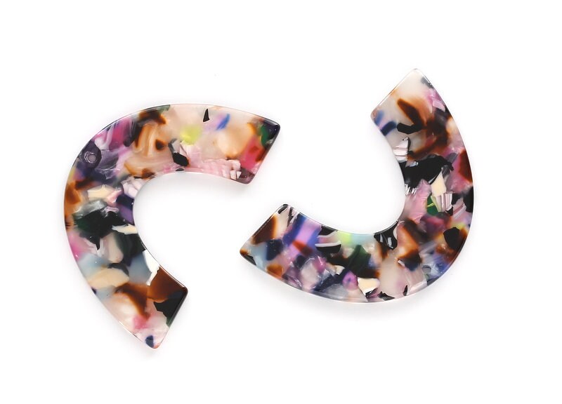 Acetate Large Arch Charms One Hole - Semi Oval & U Shaped Pendant - Jewelry Supplies - Color Code: A11 - 30.5x48.2x2.51mm - AC1095C - DOMEDBAZAAR