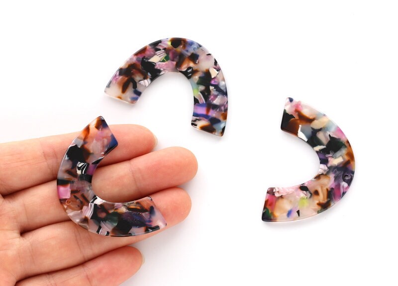 Acetate Large Arch Charms One Hole - Semi Oval & U Shaped Pendant - Jewelry Supplies - Color Code: A11 - 30.5x48.2x2.51mm - AC1095C - DOMEDBAZAAR