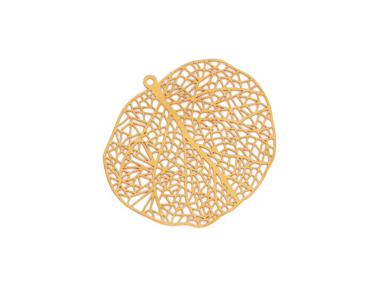 Raw Brass Leaf Shaped Earring Charms -  Hallow Out Earring Finding - Jewelry Making - Jewelry Supplies -39.4x44.9mm - JJB3390 - DOMEDBAZAAR