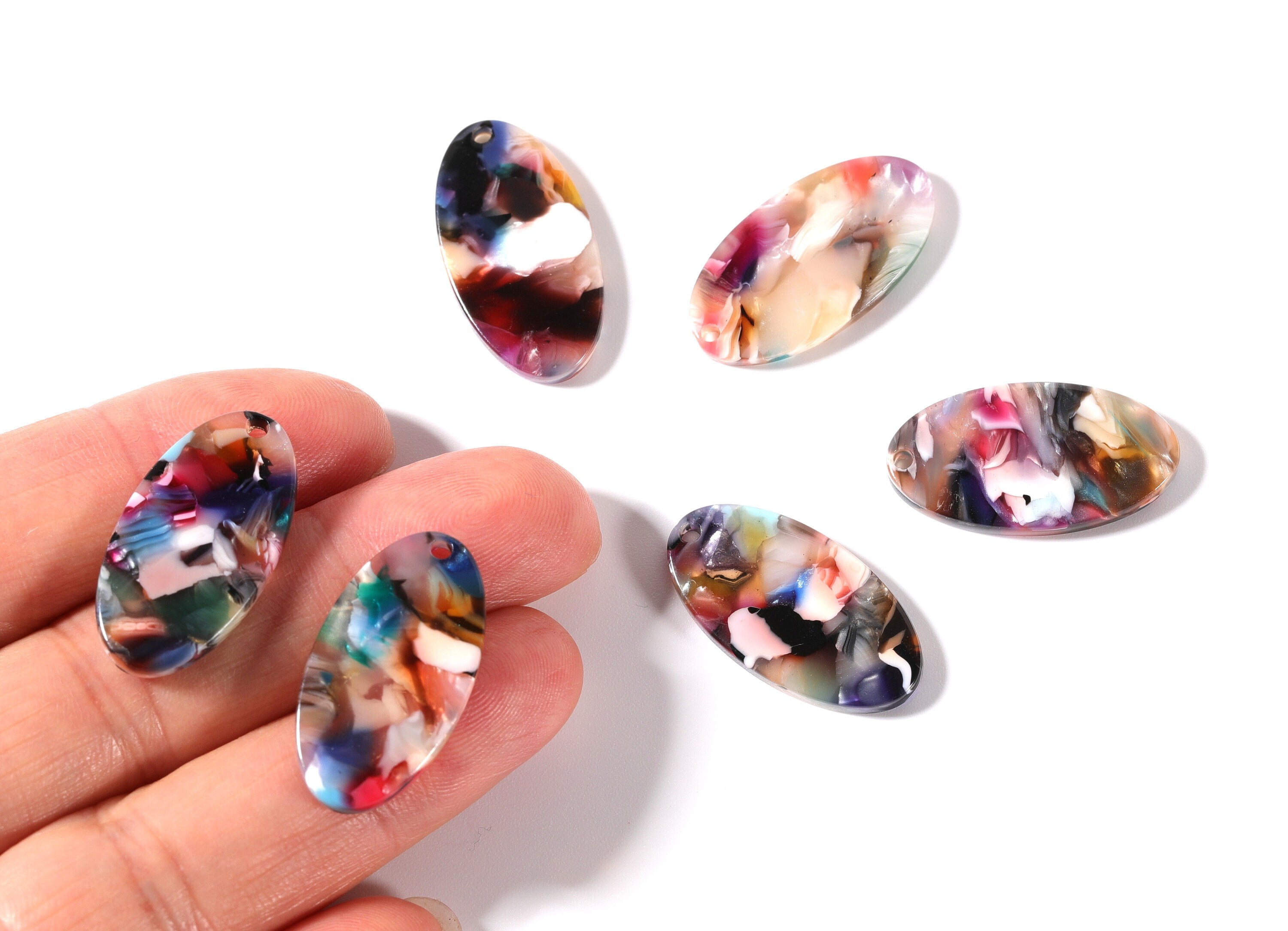 Acetate Oval Charms - Oval Earrings and Pendant - Earring Findings - Jewelry Supplies - Color Code: A60 - 26x13.7x2.53mm  - AC1077H - DOMEDBAZAAR