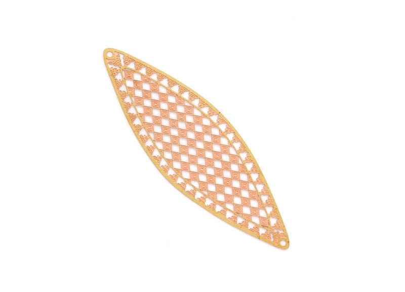 Raw Brass Leaf Shaped Earring Charms - Hallow Out Earring Charms - Earring Findings - Jewelry Supplies - 81.2x25.8x0.3mm - JJB2806 - DOMEDBAZAAR