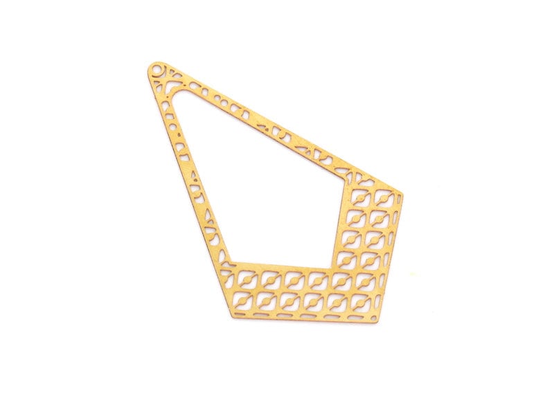 Raw Brass Diamond Shaped Earring Charms - Hallow Out Earring Charms - Earring Findings - Jewelry Supplies - 57.1x36x0.3mm - JJB4024 - DOMEDBAZAAR