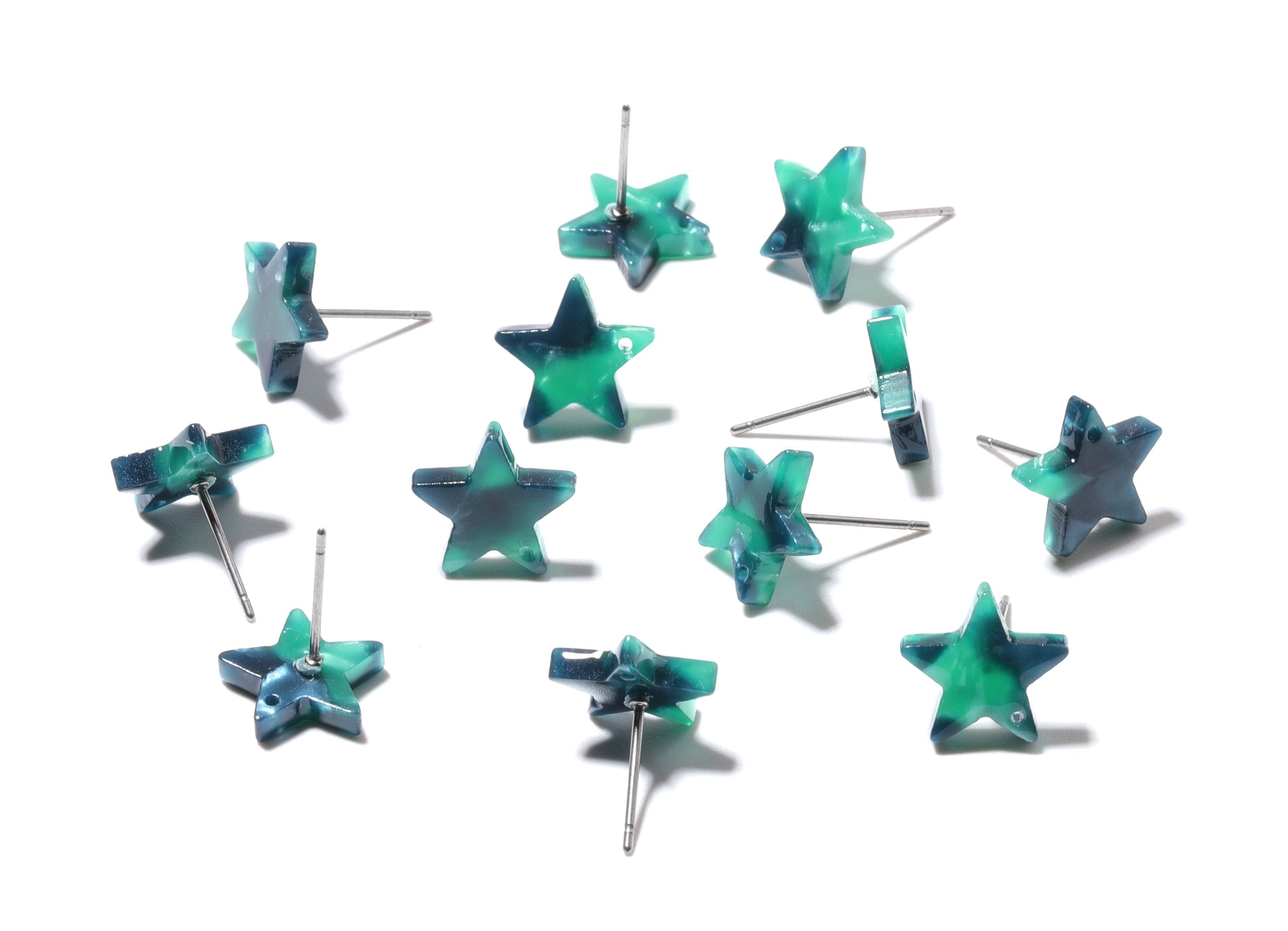 Acetate Star Earring Post - Acetate Star Earring Stud - Earring Post - Jewelry Supplies - Color Code: A13 - 12.8x11.5x2.6mm - AC1138A - DOMEDBAZAAR