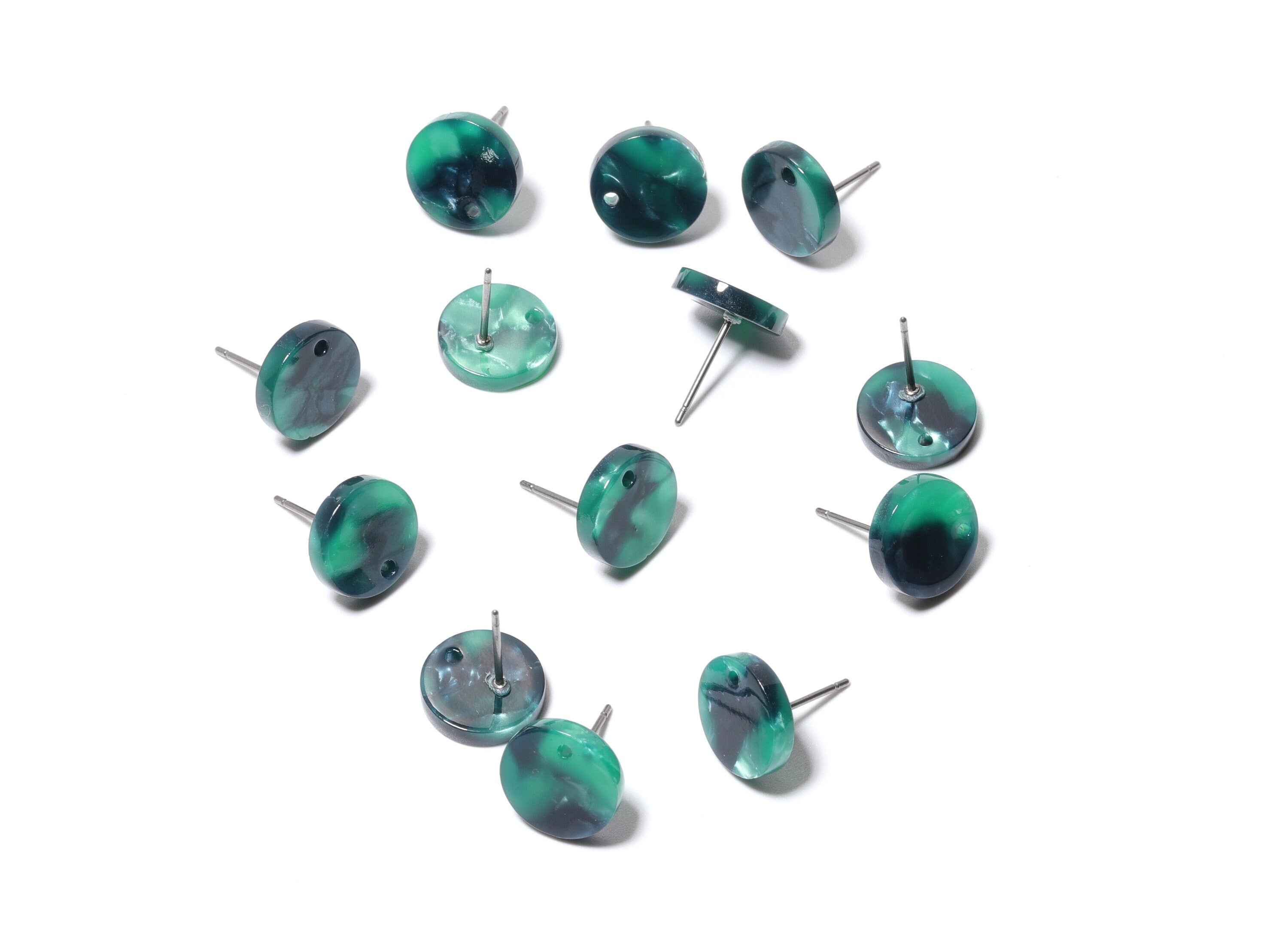 acetate round earring stud - Round Earring Post and Stud - Earring Findings - Color Code: A13 - 11.7x11.7x2.6mm - AC1139A - DOMEDBAZAAR