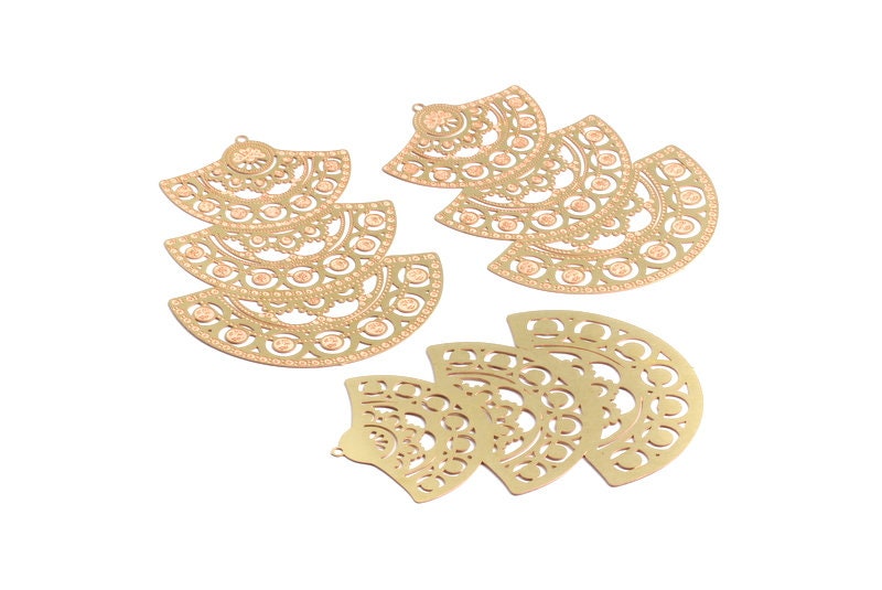 Raw Brass Hollow Out Earring Charms - Raw Brass Earring Findings - Jewelery Making - Jewelry Supplies - 69.8x51.6x0.3mm - JJA3758 - DOMEDBAZAAR