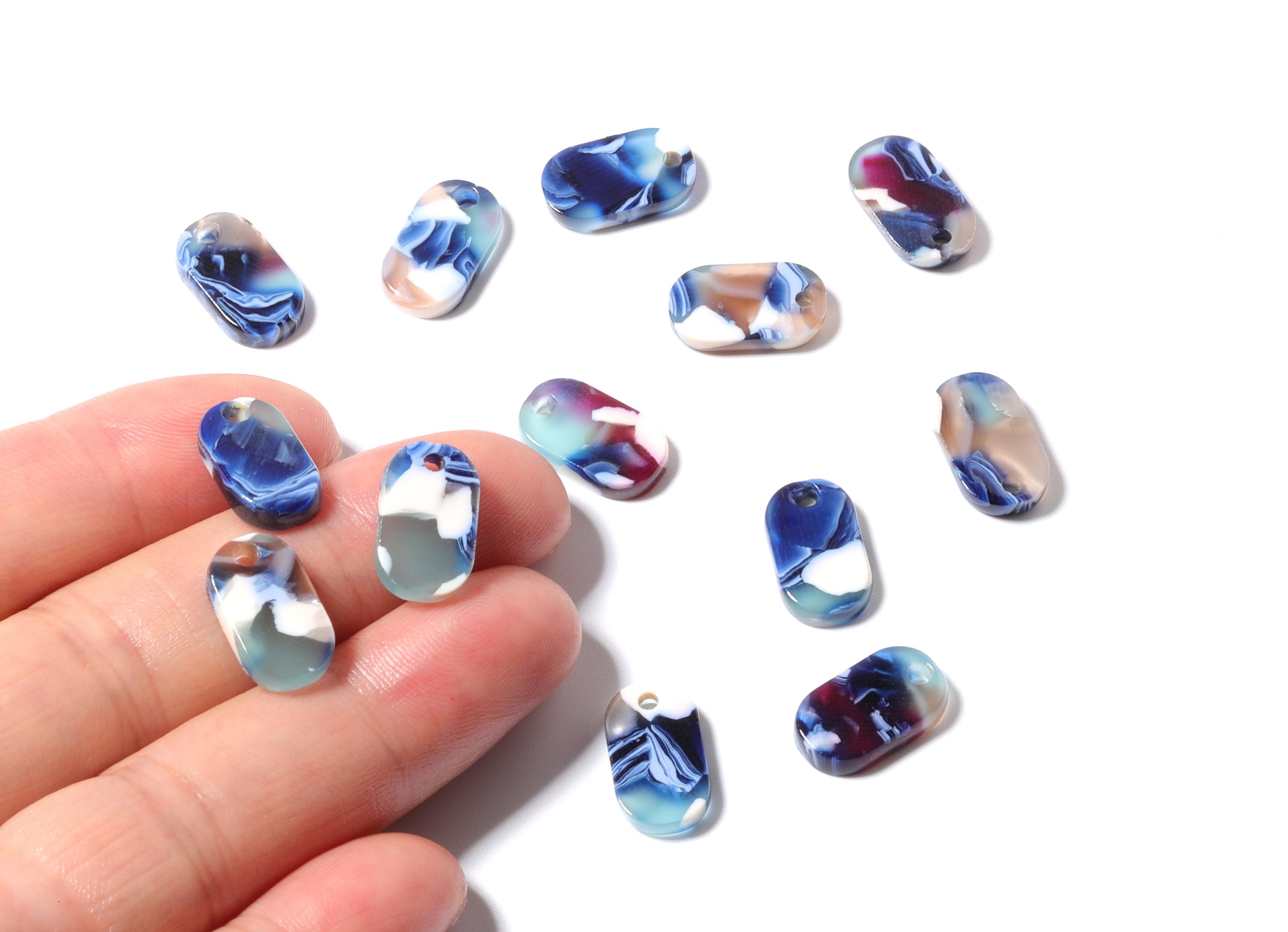 Acetate Ellipse Earring Charms - Ellipse Shaped Pendant - Earring Findings - Jewelry Supplies - Color Code: A19 - 14.1x8.2x2.6mm - AC1177A - DOMEDBAZAAR