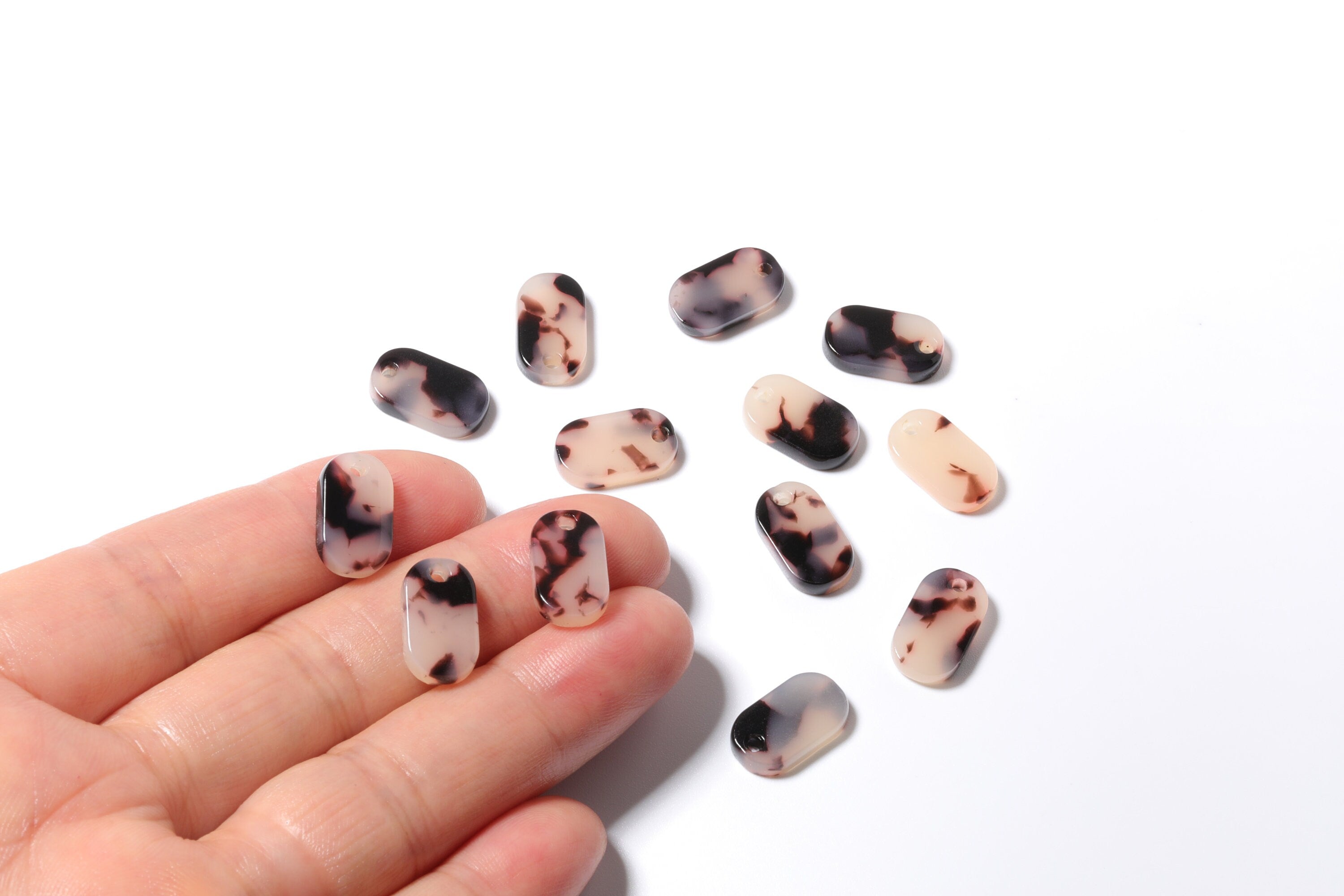 Acetate Acrylic Earring Charms - Blonde Tortoise Shell Earrings - Ellipse Shaped Pendant - Color Code: A07 - 14.1x8.2x2.6mm - AC1177B - DOMEDBAZAAR