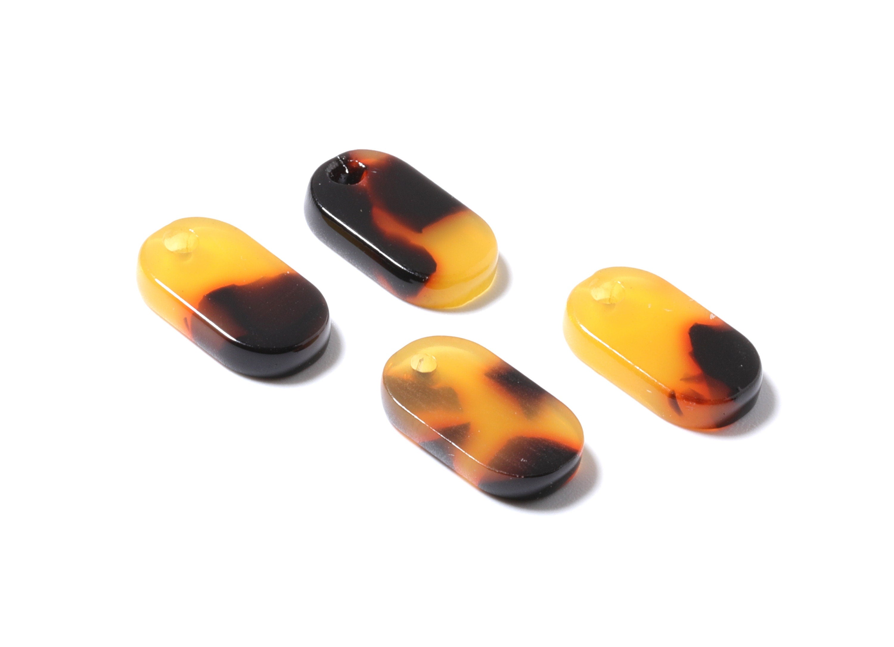 Acetate Acrylic Earring Charms - Tortoise Shell Earrings - Ellipse Pendant -  Jewelry Supplies - Color Code: A01 - 14.1x8.2x2.6mm - AC1177C - DOMEDBAZAAR