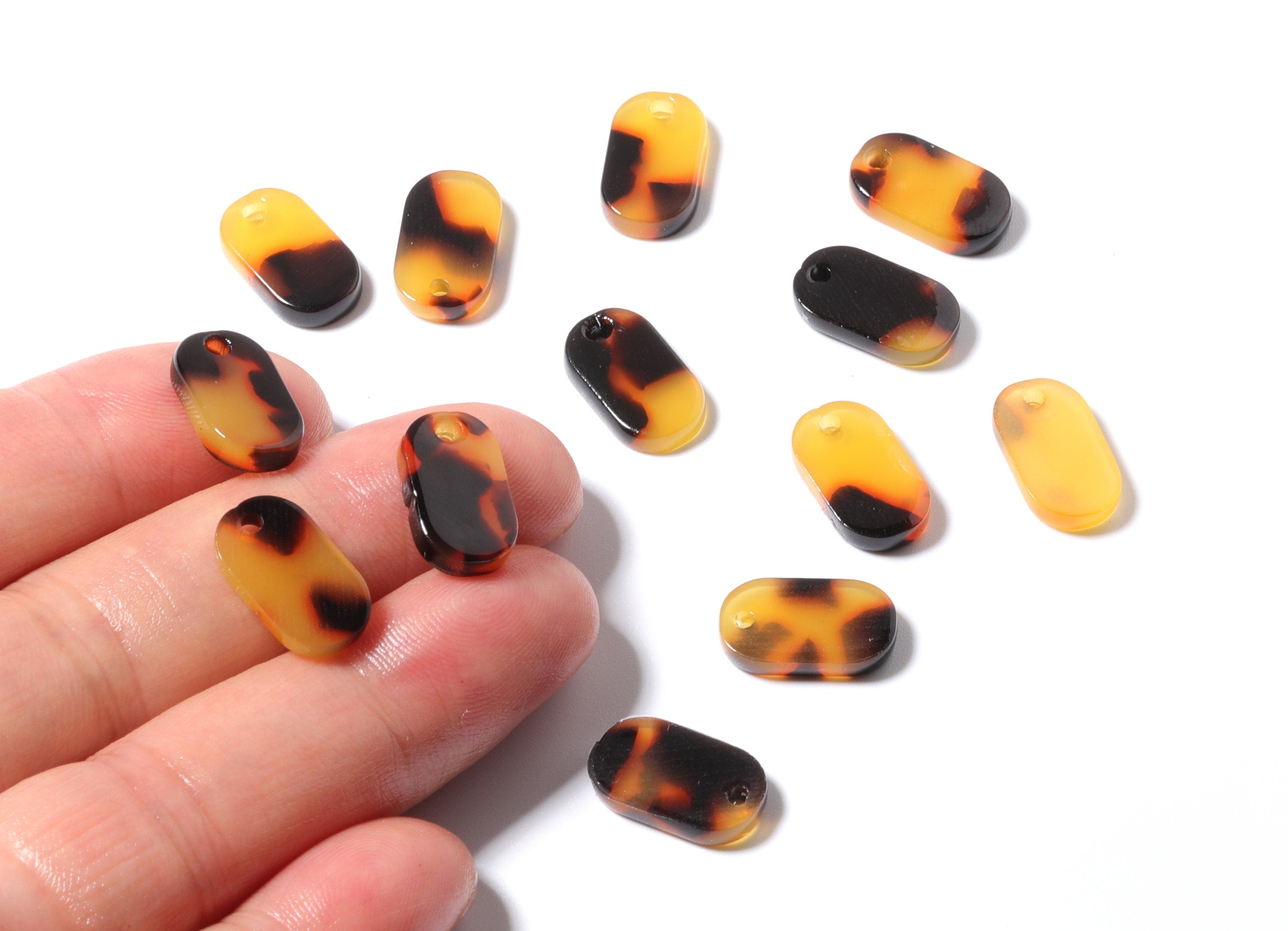 Acetate Acrylic Earring Charms - Tortoise Shell Earrings - Ellipse Pendant -  Jewelry Supplies - Color Code: A01 - 14.1x8.2x2.6mm - AC1177C - DOMEDBAZAAR