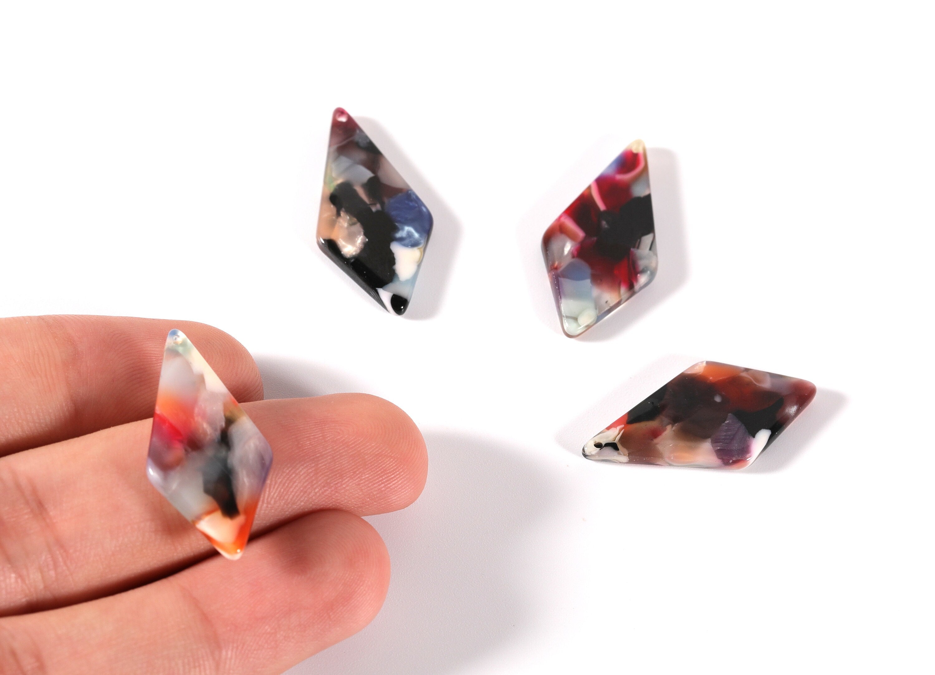 Acetate Diamond Charms - Diamond Earrings and Pendant - Earring Findings - Color Code: A19 - 31x15x2.6mm - AC1067J - DOMEDBAZAAR