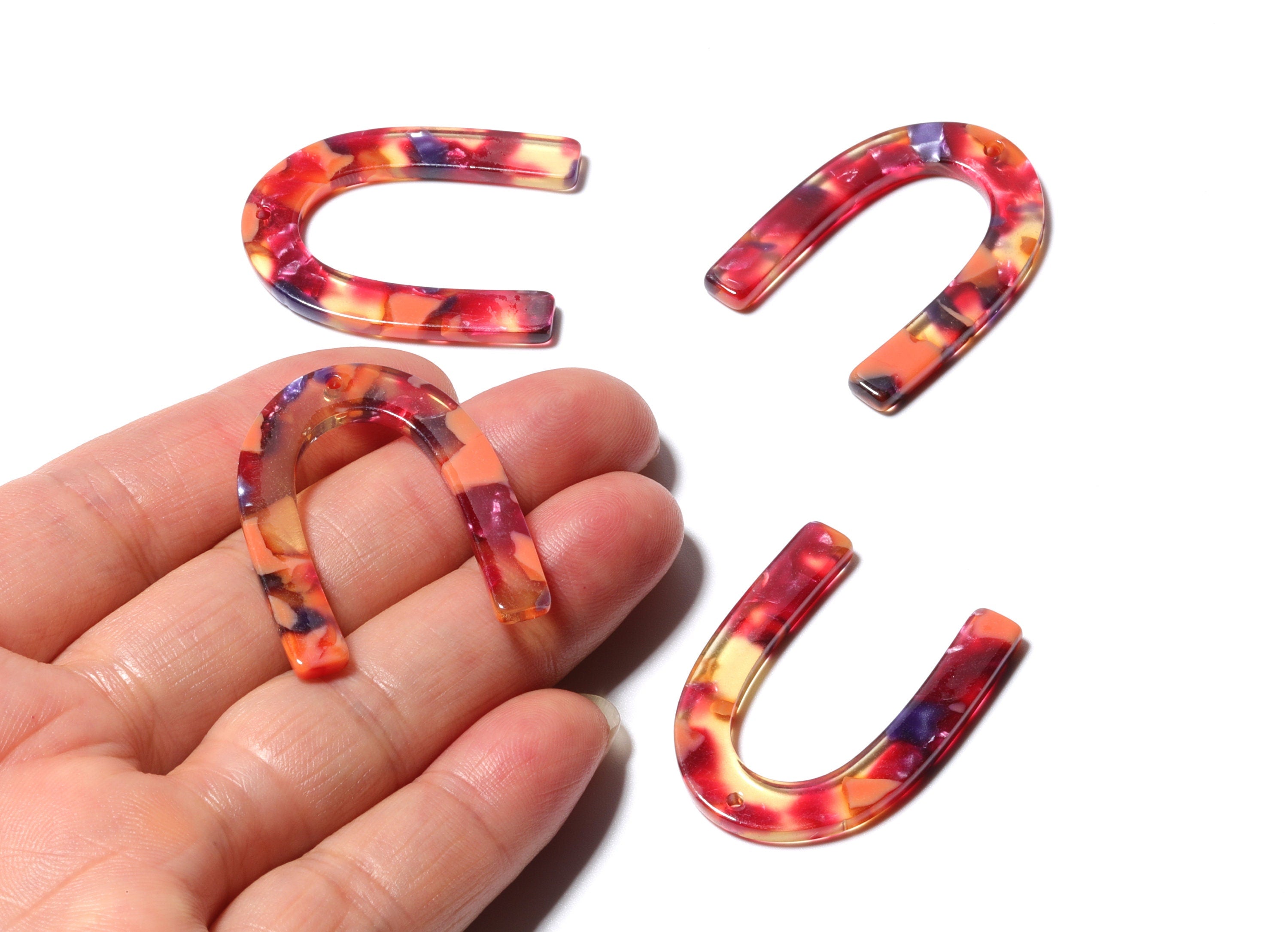 Acetate U Charm - U Earring and Pendant - Earring Findings - Jewelry Supplys - Color Code: A44 - 34.61x26.25x2.55mm - AC1114ZZ - DOMEDBAZAAR