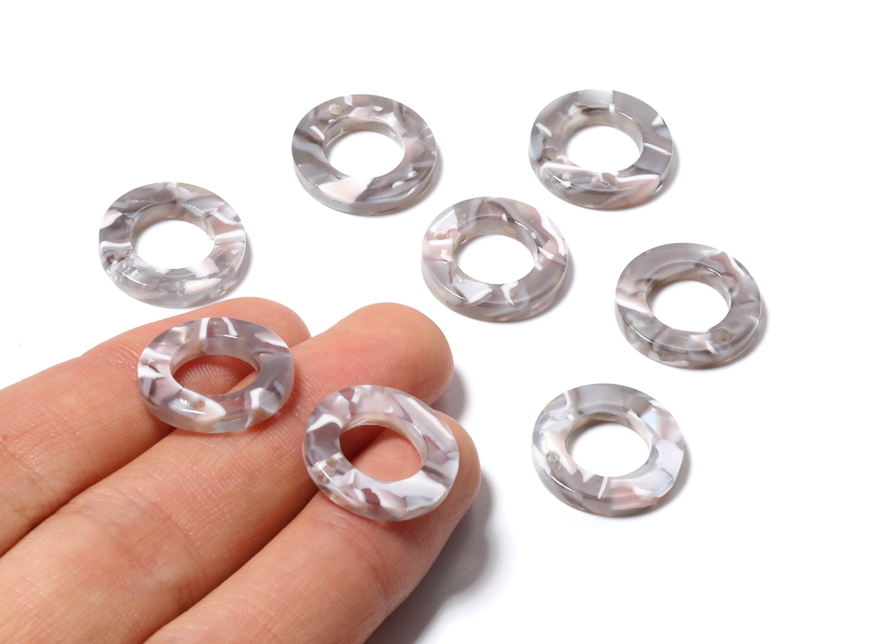 Acetate Hoop Earring Charms - Circle Shaped Pendant - Earring Findings - Jewelry Supplies - Color Code: A20 -15.9x15.9x2.66mm - AC1117F - DOMEDBAZAAR