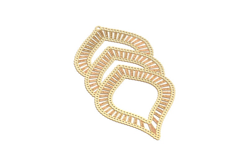 Raw Brass Hollow Out Earring Charms - Exaggerated Earring Charms - Earring Findings - Jewellery Supplies - 82.7x40x0.3mm - JJA3910 - DOMEDBAZAAR