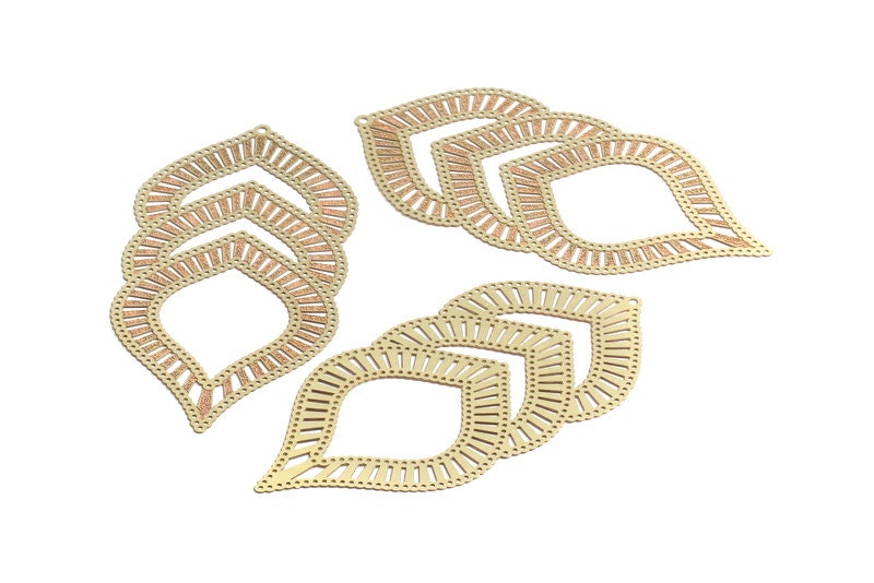 Raw Brass Hollow Out Earring Charms - Exaggerated Earring Charms - Earring Findings - Jewellery Supplies - 82.7x40x0.3mm - JJA3910 - DOMEDBAZAAR