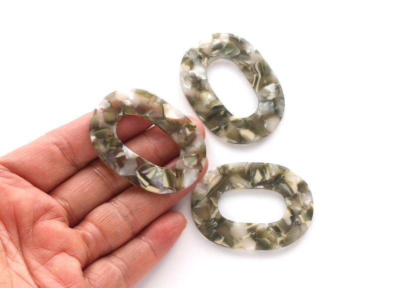 Acetate Oval Charms - Oval Earrings and Pendant - Earring Findings - Jewelry Supplies - Color Code: A86 - 47x34.9x2.5mm - AC1065K - DOMEDBAZAAR