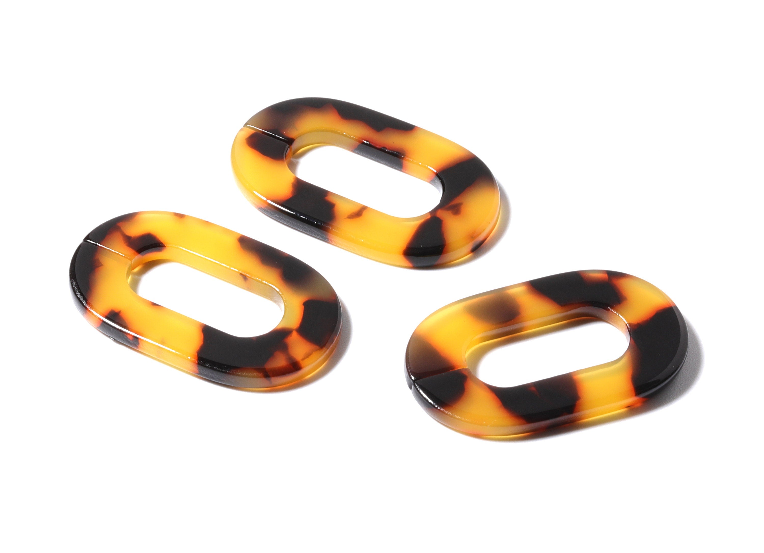 Acetate Acrylic Tortoise Shell Charms - Laser Cut Open Oval Pendant - Flat Cable Chain - Jewelry Supplies - 32.52x19.75x2.66mm - AC1148A - DOMEDBAZAAR