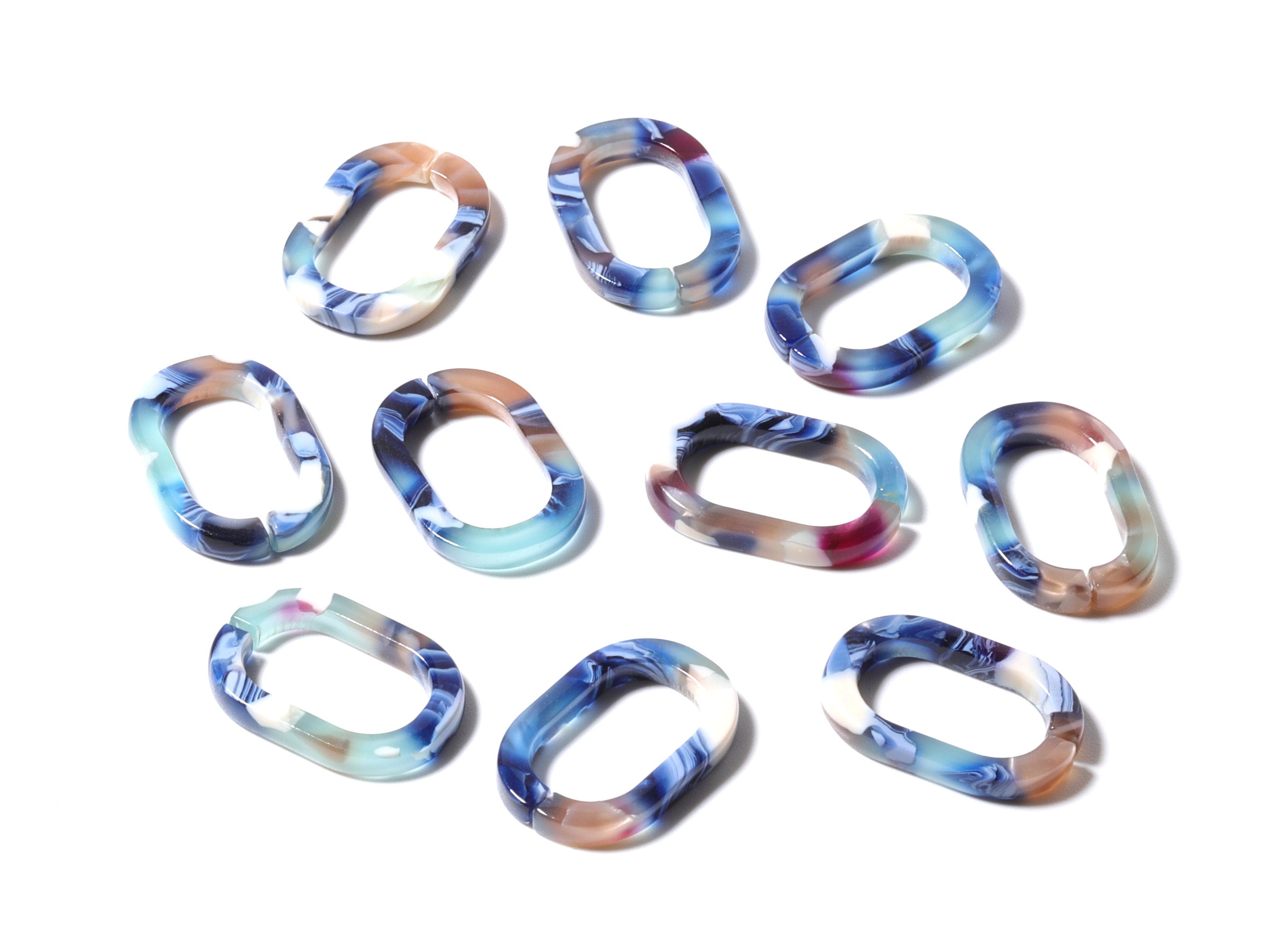 Acetate Oval Earring Charms - Acrylic Oval Pendant - Flat Cable Chain - Jewelry Supplies - Color Code: A19 - 19.65x13.3x2.58mm - AC1175A - DOMEDBAZAAR