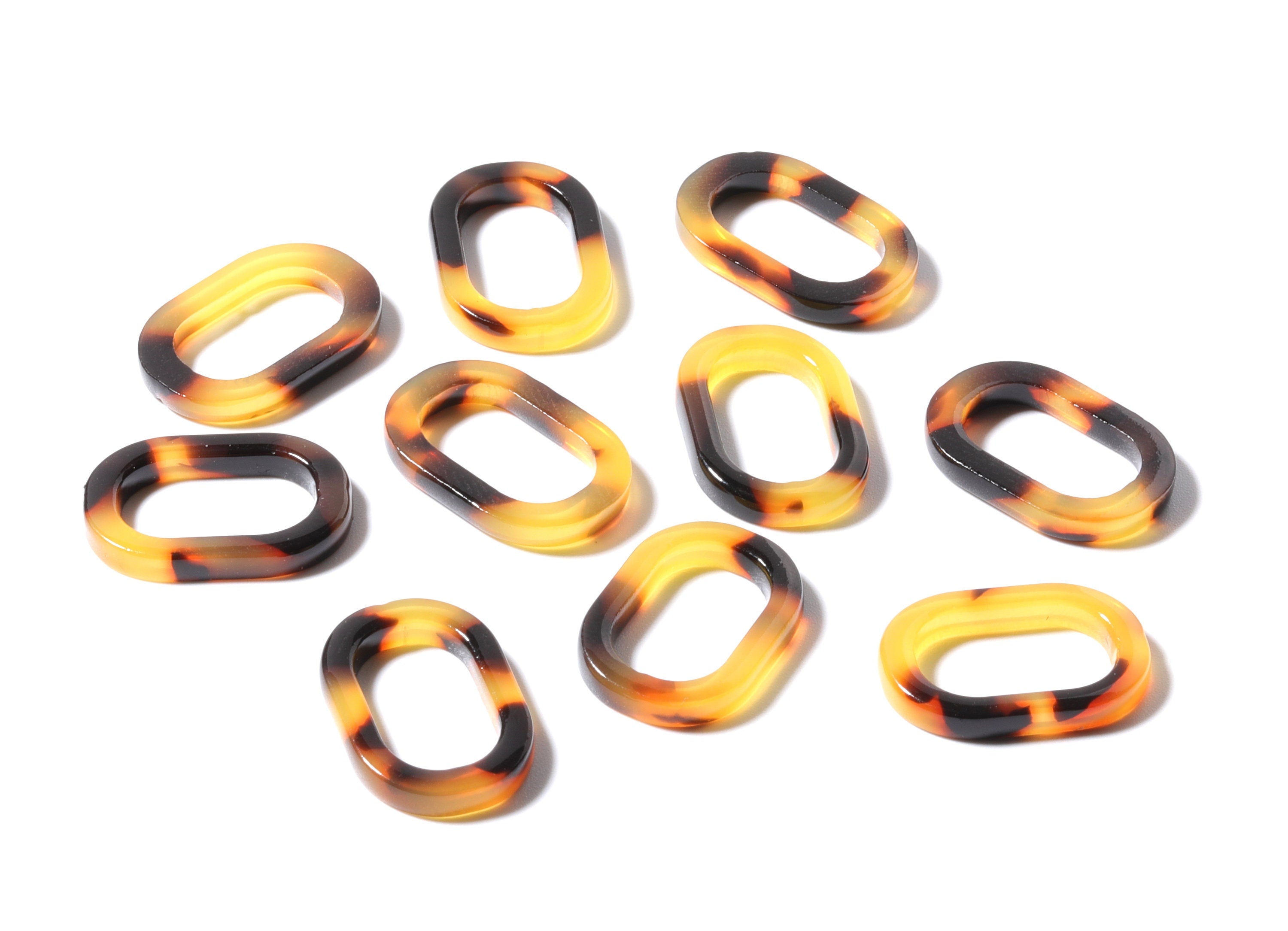 Acetate Acrylic Tortoise Shell Charms - Oval Pendant - Flat Cable Chain- Jewelry Supplies - Color Code: A01 - 19.65x13.3x2.58mm - AC1176C - DOMEDBAZAAR