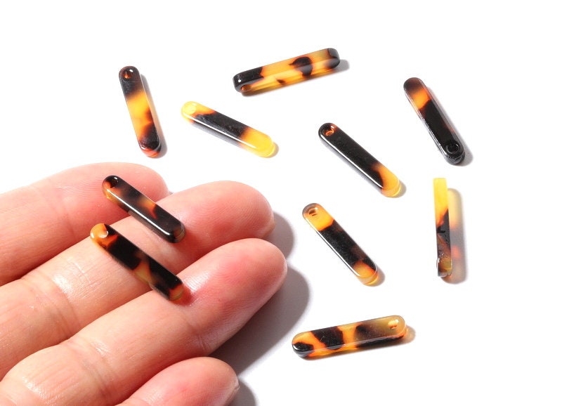Acetate Acrylic Earring Charms - AmberTortoise Shell Earrings - Stick Shaped Pendant - Color Code: A01 - 20.6x4.27x2.6mm - AC1150D - DOMEDBAZAAR